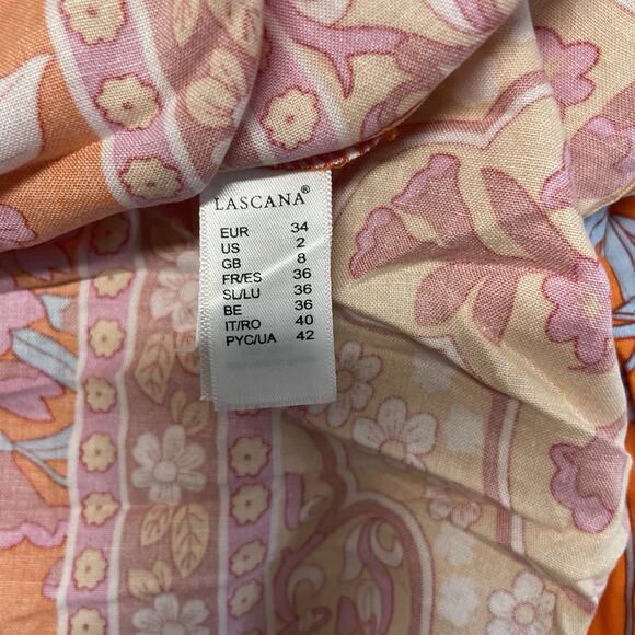 LASCANA Dress Women's Sz 2 NWT Maxi Floral Orange - Picture 3 of 5